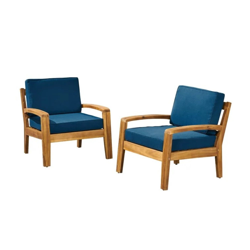 English Elm [set of 4] Grenada Solid Acacia Outdoor Club Chairs Slat Panel Patio Lounge Seating Teal 57977.00FCUSH-DTSKIN
