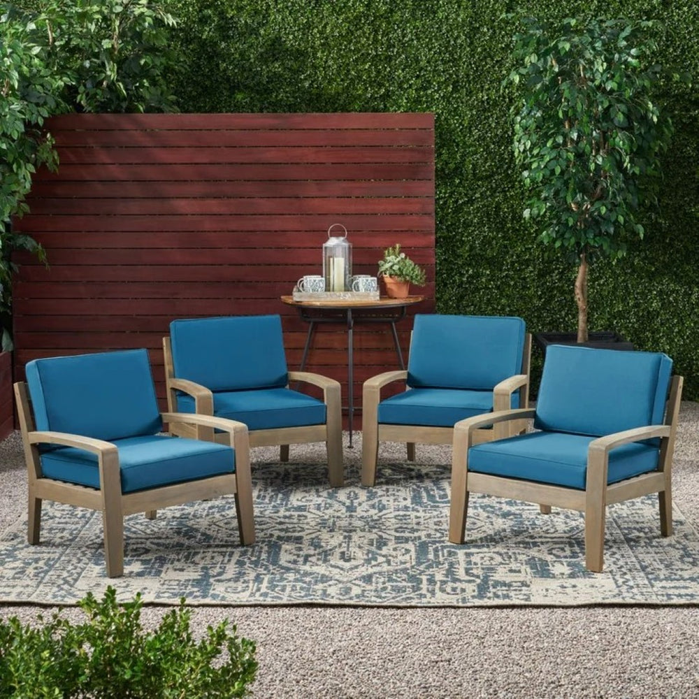 English Elm [set of 4] Grenada Solid Acacia Outdoor Club Chairs Slat Panel Patio Lounge Seating 57977.00FGRYMP4CUSH-DTSKIN4