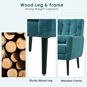 English Elm Modern Accent Chair with Ergonomic Chenille Upholstery, Padded Foam Seat and Solid Wood Legs, Stylish Lounge Seating for Living Room Bedroom Reading Nook Teal W1028P162721