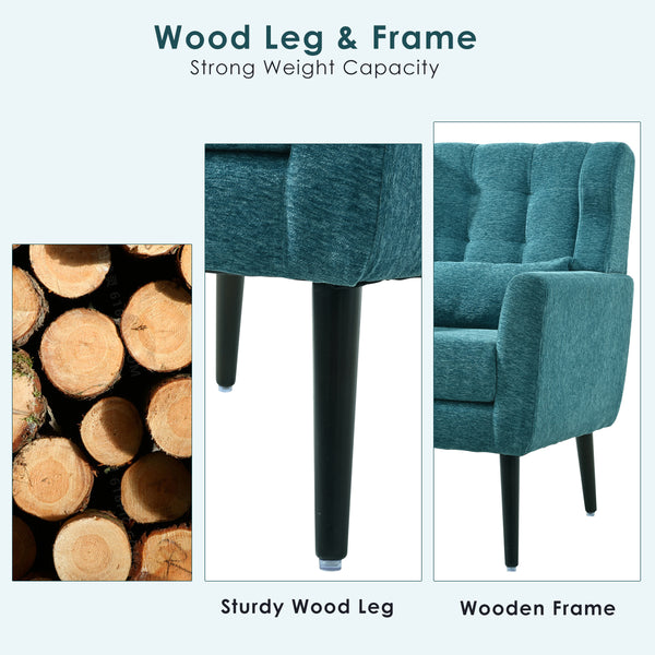 English Elm Modern Accent Chair with Ergonomic Chenille Upholstery, Padded Foam Seat and Solid Wood Legs, Stylish Lounge Seating for Living Room Bedroom Reading Nook Teal W1028P162721