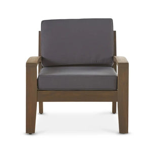 English Elm [set of 4] Grenada Solid Acacia Outdoor Club Chairs Slat Panel Patio Lounge Seating 57977.00FGRYMP4CUSH-GRYSKIN