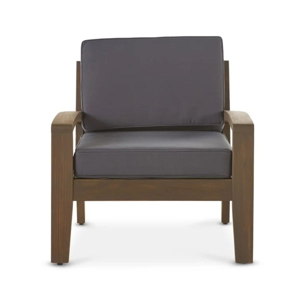 English Elm [set of 4] Grenada Solid Acacia Outdoor Club Chairs Slat Panel Patio Lounge Seating 57977.00FGRYMP4CUSH-GRYSKIN