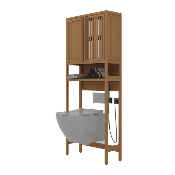 English Elm Toilet Bamboo Freestanding Storage Rack for Bathroom & Laundry — Space-Saving, Stylish Cabinet Organizer W2207P147171
