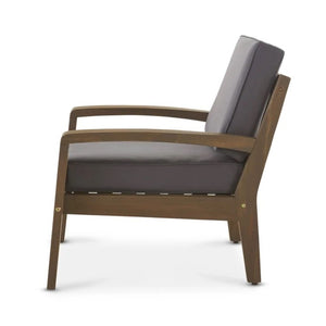 English Elm [set of 4] Grenada Solid Acacia Outdoor Club Chairs Slat Panel Patio Lounge Seating 57977.00FGRYCUSH-GRYSKIN