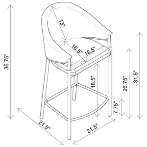 English Elm Beige Linen-Like Counter Stools Set of 2 with Cushioned Seats, Low Back & Glossy Black Metal Frame (36.75") B062P170015