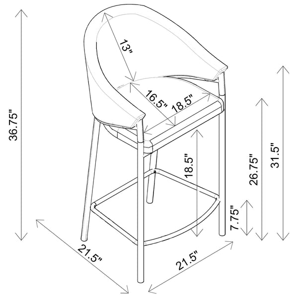 English Elm Beige Linen-Like Counter Stools Set of 2 with Cushioned Seats, Low Back & Glossy Black Metal Frame (36.75") B062P170015