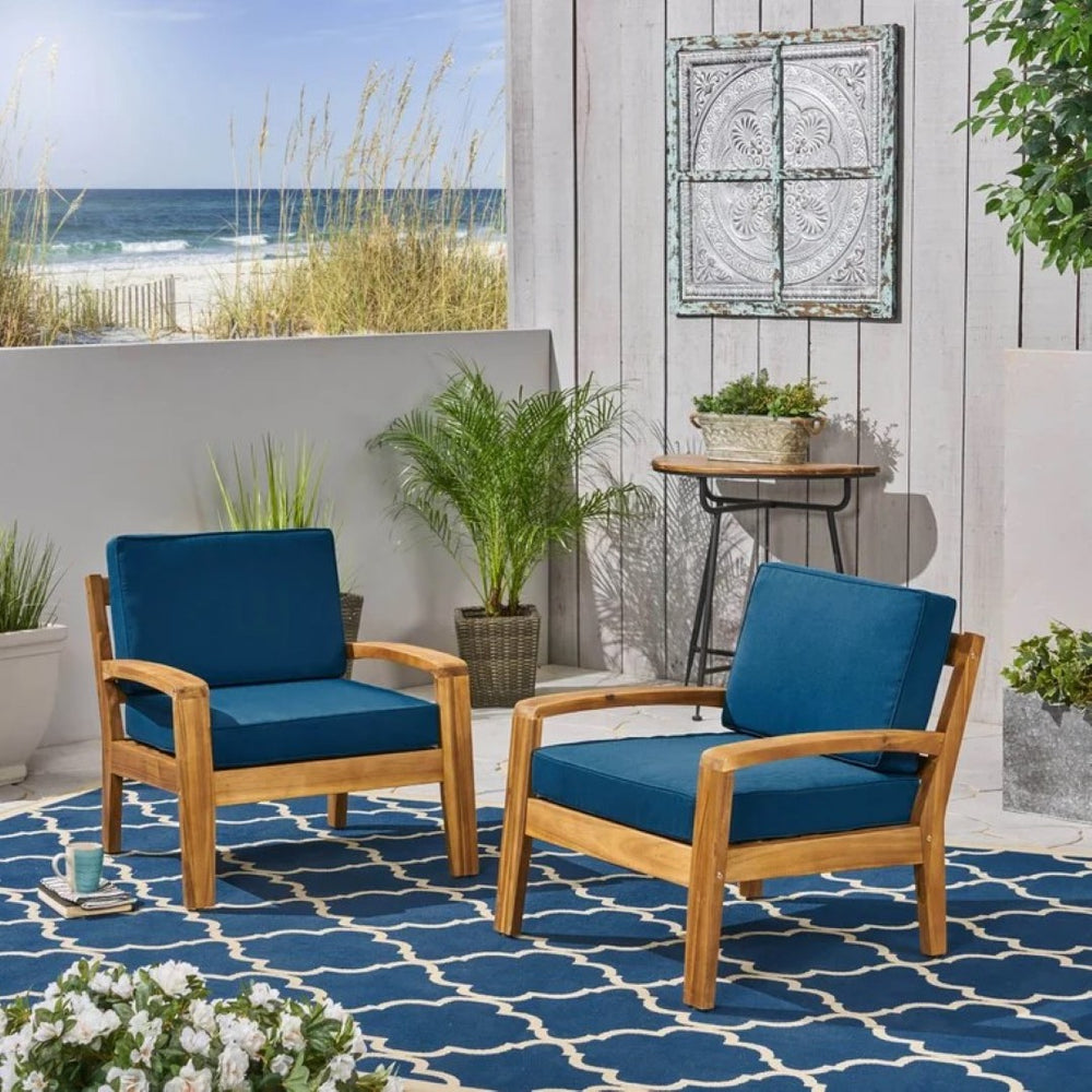 English Elm [set of 4] Grenada Solid Acacia Outdoor Club Chairs Slat Panel Patio Lounge Seating Teal 57977.00FCUSH-DTSKIN