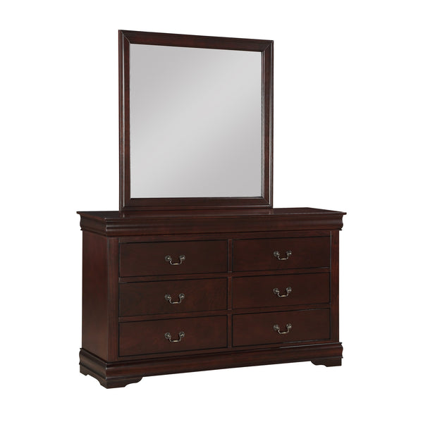 English Elm 1pc Solid Wood Six-Drawer Louis Philip Dresser with Sleek Transitional Design and Ample Storage Space Cherry 59.5 L x 17.75 W x 36.8 H B011P170033