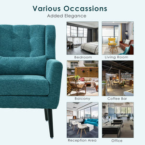 English Elm Modern Accent Chair with Ergonomic Chenille Upholstery, Padded Foam Seat and Solid Wood Legs, Stylish Lounge Seating for Living Room Bedroom Reading Nook Teal W1028P162721