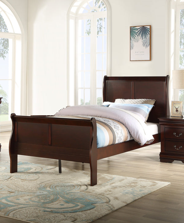 English Elm Louis Philip Low-Profile King Sleigh Bed with Elegant Panel Headboard and Sturdy Solid Wood Frame Cherry 54.4 L x 27.8 W x 5.5 H B011S00838