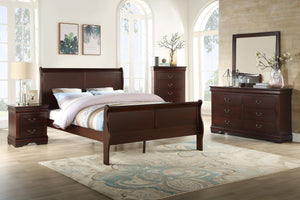 English Elm Louis Philip Low-Profile King Sleigh Bed with Elegant Panel Headboard and Sturdy Solid Wood Frame Cherry 78.2 L x 6.15 W x 4.4 H B011S00837