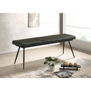 English Elm Espresso Tufted Faux Leather Dining Bench with Black Tapered Metal Legs, Stylish 54" Seating Appeal B062P153581