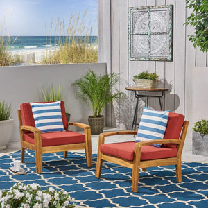 English Elm [set of 4] Grenada Solid Acacia Outdoor Club Chairs Slat Panel Patio Lounge Seating Red 57977.00FCUSH-REDSKIN