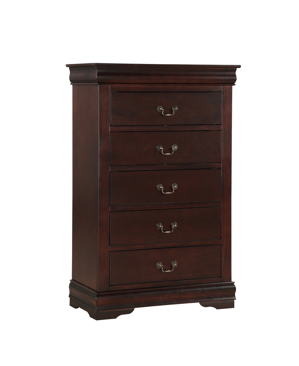 English Elm 1pc Solid Wood Six-Drawer Louis Philip Dresser with Sleek Transitional Design and Ample Storage Space Cherry 33.8 L x 17.75 W x 50.8 H B011P170035