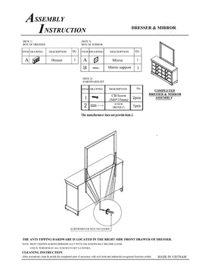 English Elm 1pc Solid Wood Six-Drawer Louis Philip Dresser with Sleek Transitional Design and Ample Storage Space Cherry 59.5 L x 17.75 W x 36.8 H B011P170033