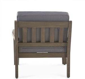English Elm [set of 4] Grenada Solid Acacia Outdoor Club Chairs Slat Panel Patio Lounge Seating 57977.00FGRYMP4CUSH-GRYSKIN