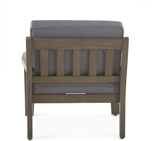 English Elm [set of 4] Grenada Solid Acacia Outdoor Club Chairs Slat Panel Patio Lounge Seating 57977.00FGRYMP4CUSH-GRYSKIN