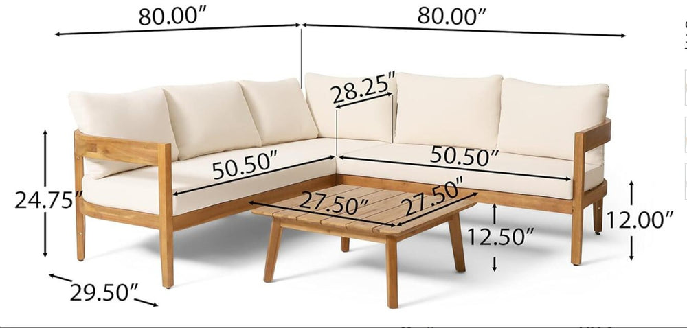 English Elm Brooklyn Acacia Hardwood Outdoor Sofa Set with Slat Design and Weather Resistant Cushions 73146.00_73147.00_74101.00BGE