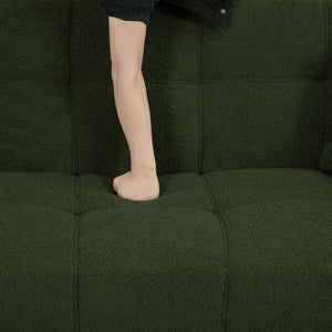 English Elm 70.1 Futon Sofa Bed Convertible Double with Folding Armrests Teddy Velvet Upholstered Multi-Use Comfort Green W2290P147466