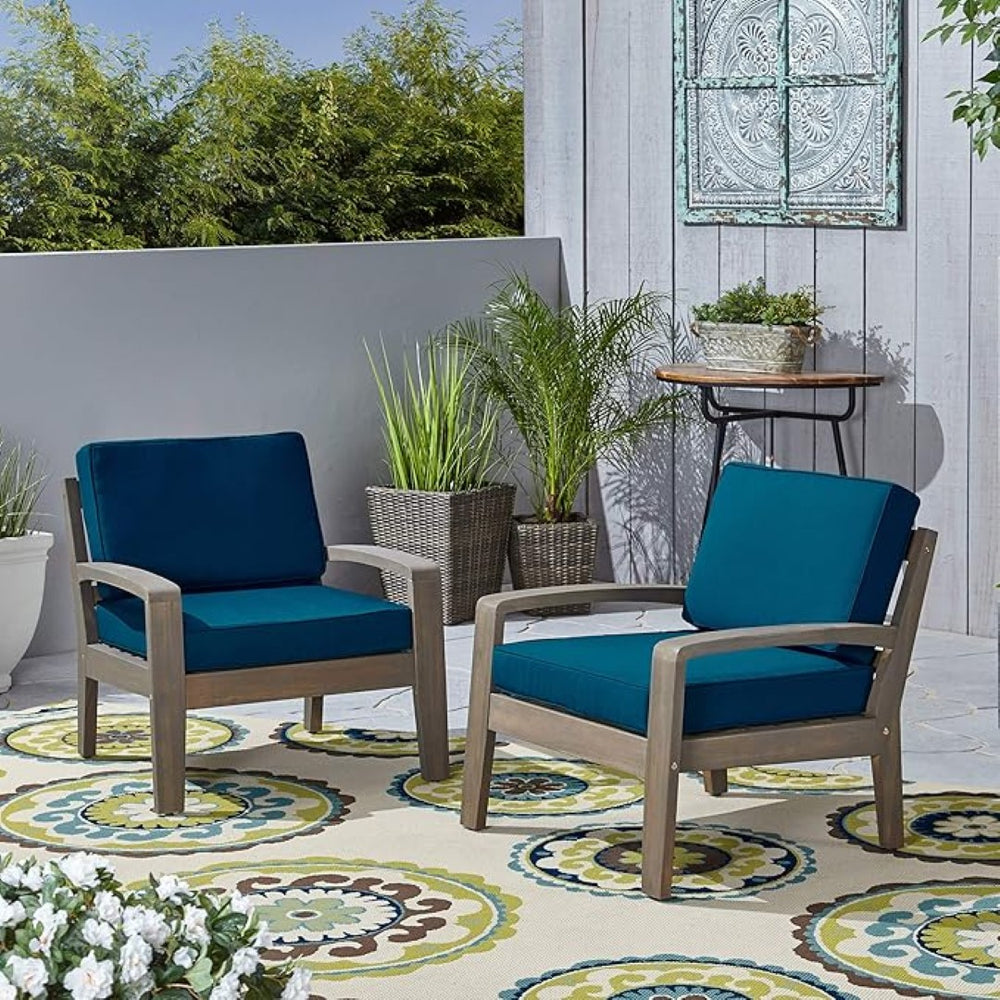 English Elm [set of 4] Grenada Solid Acacia Outdoor Club Chairs Slat Panel Patio Lounge Seating 57977.00FGRYCUSH-DTSKIN