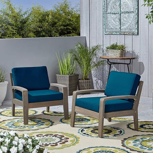 English Elm [set of 4] Grenada Solid Acacia Outdoor Club Chairs Slat Panel Patio Lounge Seating 57977.00FGRYCUSH-DTSKIN