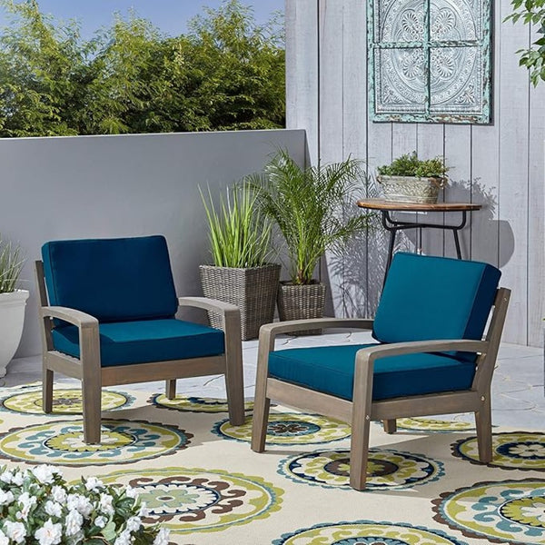 English Elm [set of 4] Grenada Solid Acacia Outdoor Club Chairs Slat Panel Patio Lounge Seating 57977.00FGRYCUSH-DTSKIN