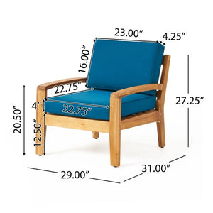 English Elm [set of 4] Grenada Solid Acacia Outdoor Club Chairs Slat Panel Patio Lounge Seating Teal 57977.00FCUSH-DTSKIN