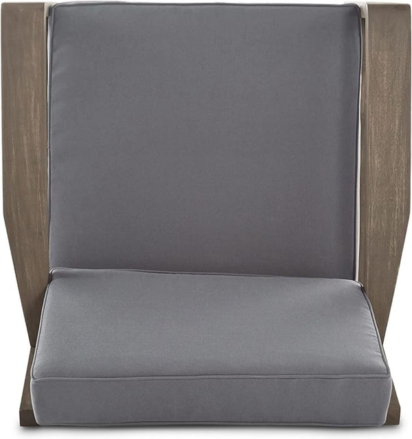 English Elm [set of 4] Grenada Solid Acacia Outdoor Club Chairs Slat Panel Patio Lounge Seating 57977.00FGRYMP4CUSH-GRYSKIN