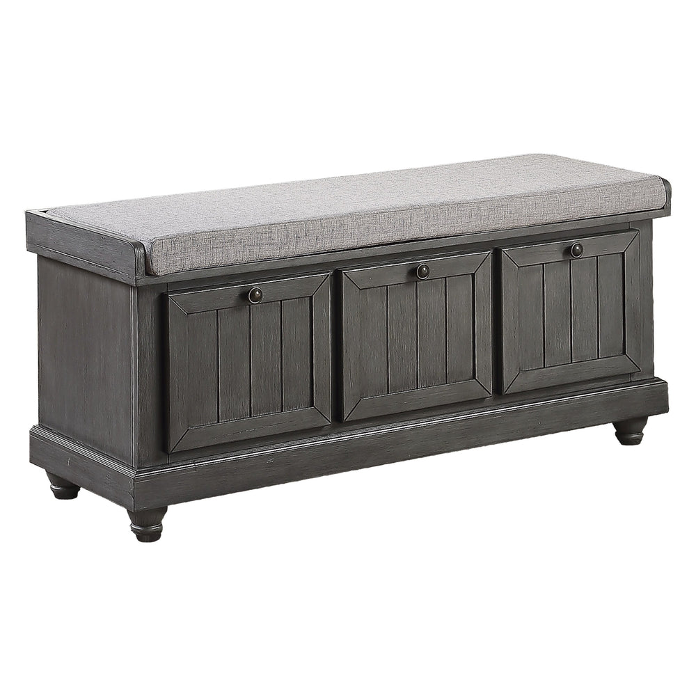 English Elm 1pc Woodwell Storage Bench with Lift-Top, Antique White Finish, Beige Padded Seat, Knob Hardware 44" x 16" Dark Gray 47.5 L x 22.5 W x 19 H B011P170010