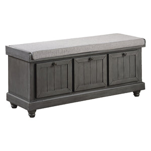 English Elm 1pc Woodwell Storage Bench with Lift-Top, Antique White Finish, Beige Padded Seat, Knob Hardware 44" x 16" Dark Gray 47.5 L x 22.5 W x 19 H B011P170010