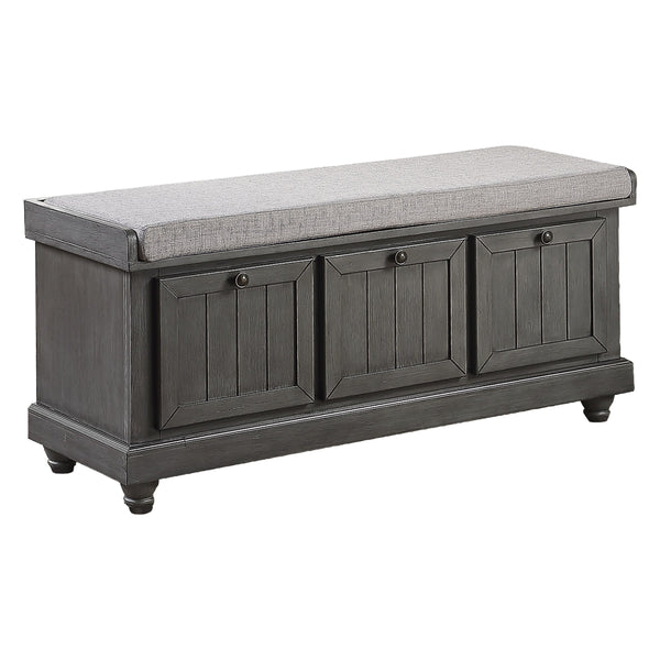 English Elm 1pc Woodwell Storage Bench with Lift-Top, Antique White Finish, Beige Padded Seat, Knob Hardware 44" x 16" Dark Gray 47.5 L x 22.5 W x 19 H B011P170010