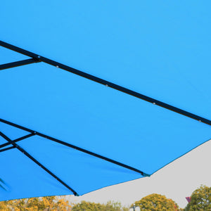 English Elm 15x9ft Double-Sided Rectangular Patio Umbrella with 48 LED Lights, Crank Lift, UV50+ Weatherproof Design Blue W419P145384