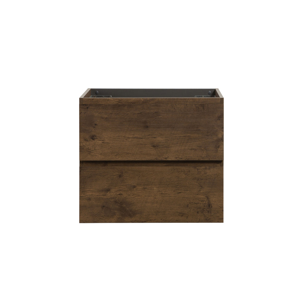 English Elm Alice-24W-105,Wall Walnut Finish Single Wall-Mount Vanity WITHOUT BASIN — 20% More Drawer Space, Pre-Assembled Elegance W1865110047
