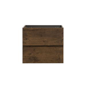 English Elm Alice-24W-105,Wall Walnut Finish Single Wall-Mount Vanity WITHOUT BASIN — 20% More Drawer Space, Pre-Assembled Elegance W1865110047