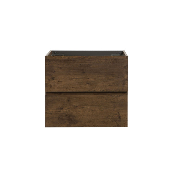 English Elm Alice-24W-105,Wall Walnut Finish Single Wall-Mount Vanity WITHOUT BASIN — 20% More Drawer Space, Pre-Assembled Elegance W1865110047