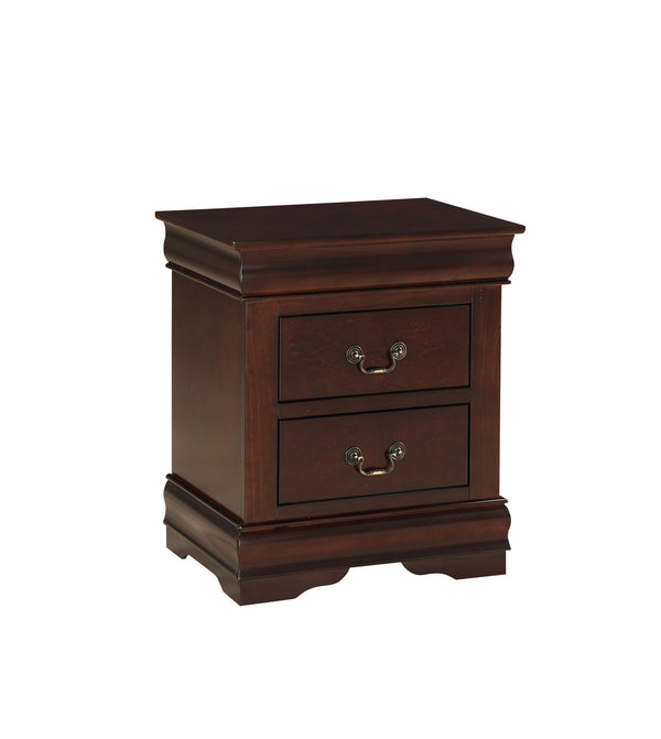 English Elm 1pc Cherry Finish Louis Philip Nightstand with 2 Drawers, Solid Wood Contemporary Design for Bedroom Storage B011P169961