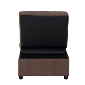 English Elm Modern Lift Top Storage Bench with Tufted Velvet Upholstery, Hidden Storage & Pull-Out Bed Seat Brown 45.75 L x 27.5 W x 16 H B011P170004