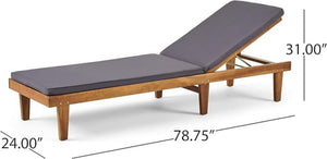 English Elm Nadine Outdoor Chaise Lounge Cushion Water Resistant Full Body Patio Coverage 63493.00WTC-CUSH-DGRY