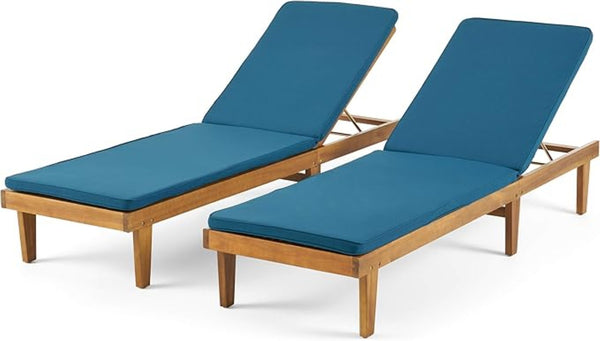 English Elm Nadine Outdoor Chaise Lounge Cushion Water Resistant Full Body Patio Coverage 63493.00WTC2-CUSH-BLU
