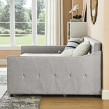 Hearth and Haven Full Size Daybed with Twin Size Trundle Upholstered Tufted Sofa Bed,  Waved Shape Arms W1413S00036