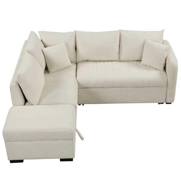 English Elm 82.6" Jacquard Sleeper Sectional with Usb Charging Ottoman Storage Modern Studio SG001440AAA
