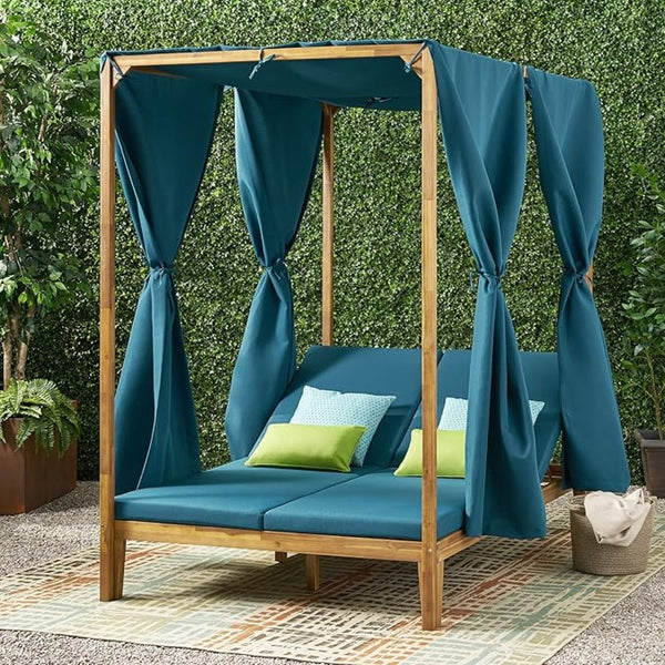 English Elm Kenzie Daybed Cushion and Curtain Set for Bedroom Nook Sunroom Lounge Retreat 71046.00WTC-CUSH-BLU
