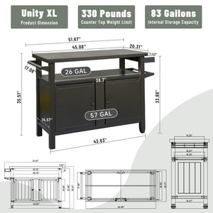 English Elm Grill Cart Outdoor Metal Rolling Prep Station with Lockable Cabinet and Caster Wheels Brown W1859P170173