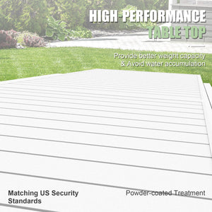 English Elm Aluminum Extendable Patio Dining Table 35–71" Expandable E-Coated Outdoor Indoor Table, Stylish Durable Ivory White W1859P170157