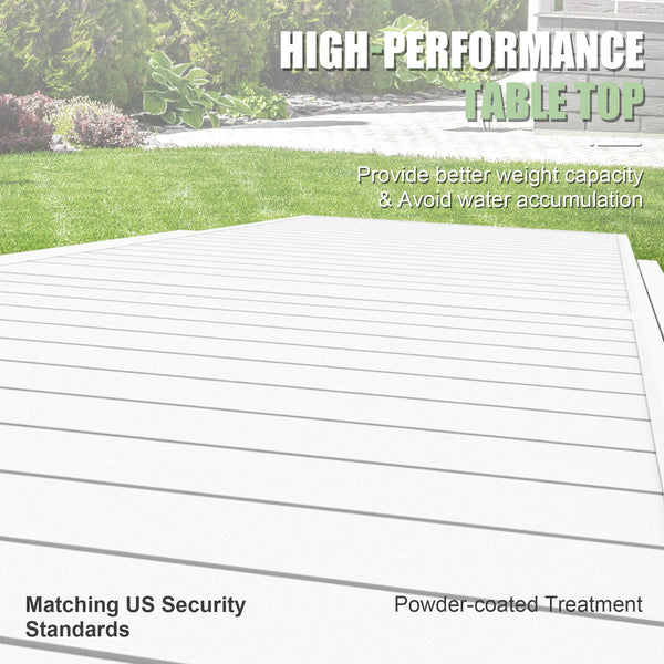 English Elm Aluminum Extendable Patio Dining Table 35–71" Expandable E-Coated Outdoor Indoor Table, Stylish Durable Ivory White W1859P170157