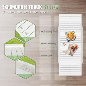 English Elm Aluminum Extendable Patio Dining Table 35–71" Expandable E-Coated Outdoor Indoor Table, Stylish Durable Ivory White W1859P170157