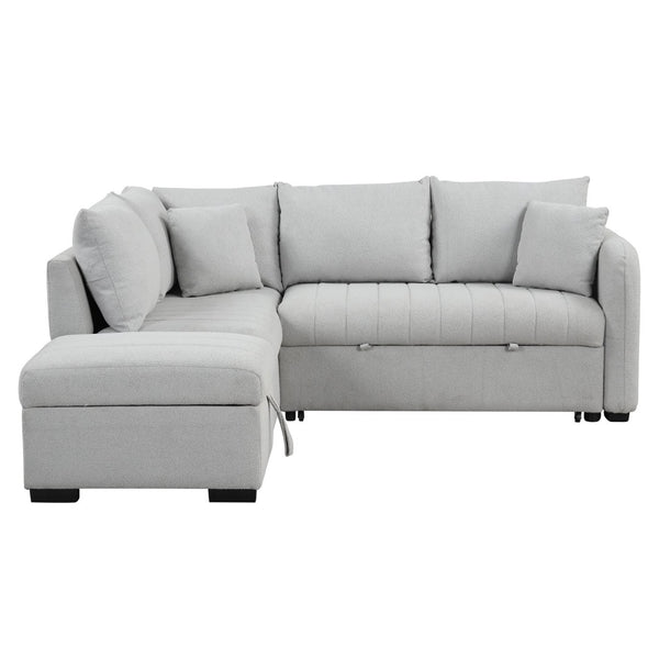 English Elm 82.6" Jacquard Sleeper Sectional with Usb Charging Ottoman Storage Modern Studio SG001440AAE