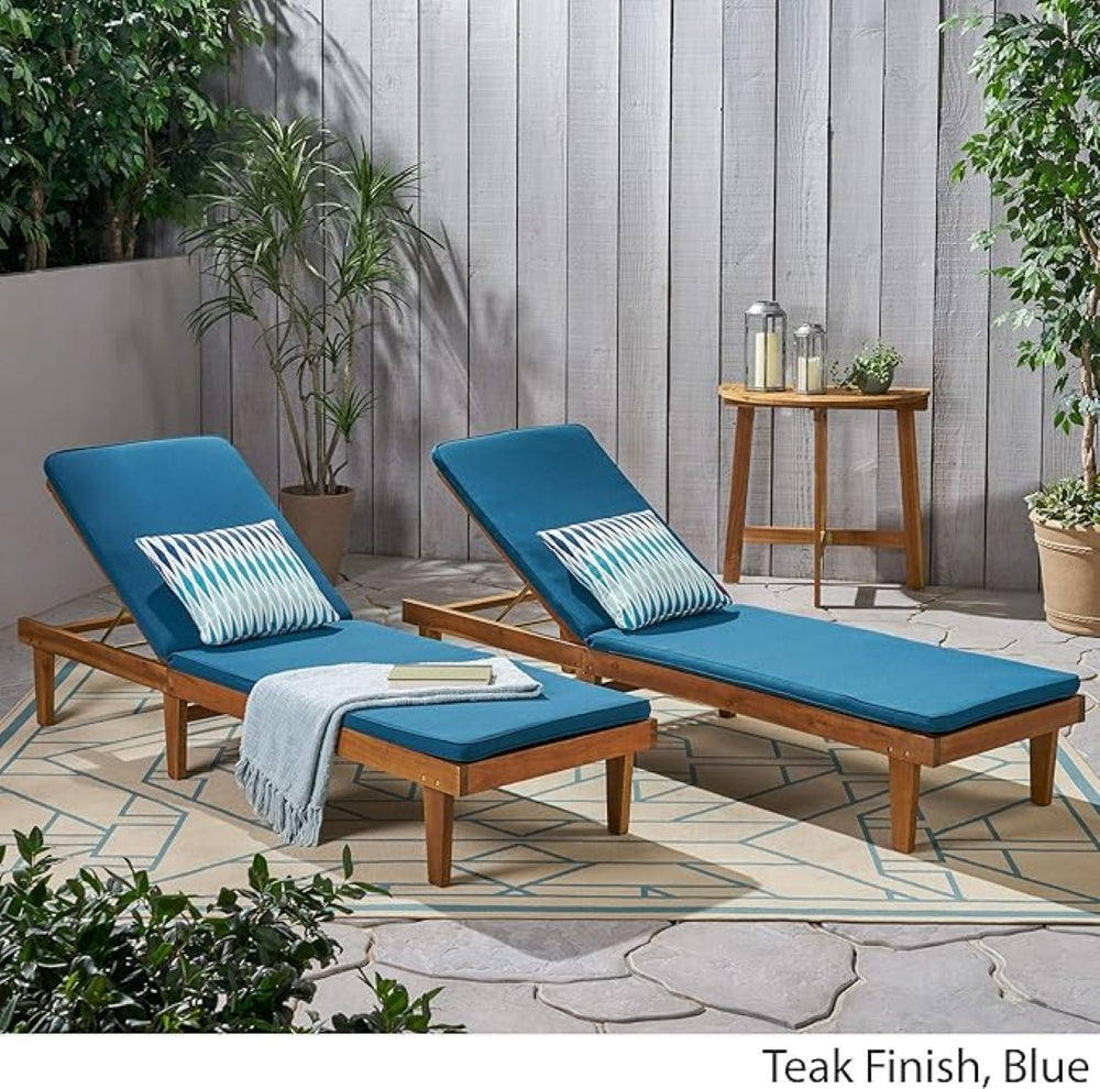 English Elm Nadine Outdoor Chaise Lounge Cushion Water Resistant Full Body Patio Coverage 63493.00WTC2-CUSH-BLU