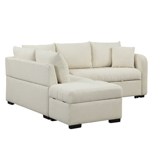 English Elm 82.6" Jacquard Sleeper Sectional with Usb Charging Ottoman Storage Modern Studio SG001440AAA
