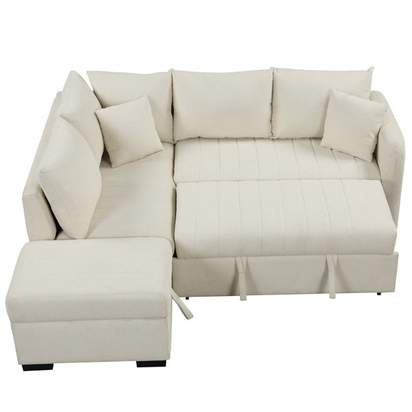 English Elm 82.6" Jacquard Sleeper Sectional with Usb Charging Ottoman Storage Modern Studio SG001440AAA